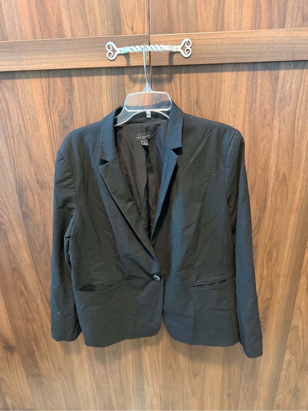 Ann Taylor Factory Black Single-Button Women's Blazer, Size 16